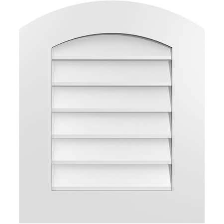 Ekena Millwork Arch Top Surface Mount PVC Gable Vent: Functional, w/ 3-1/2"W x 1"P Standard Frame, 20"W x 24"H GVPAR20X2401SF